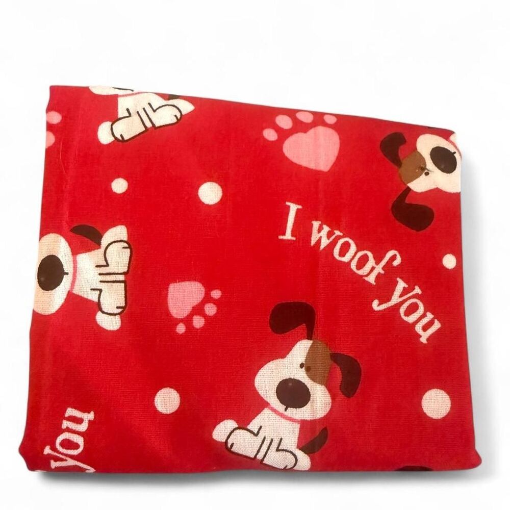 18” x 21” I Woof You Valentine Dog Cotton Fabric Fat Quarter Puppy